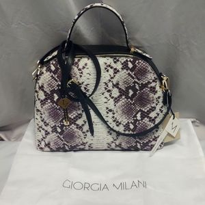 Giorgia Milani Designer Italian Snakeskin Print 100% Genuine Leather Handbag NWT